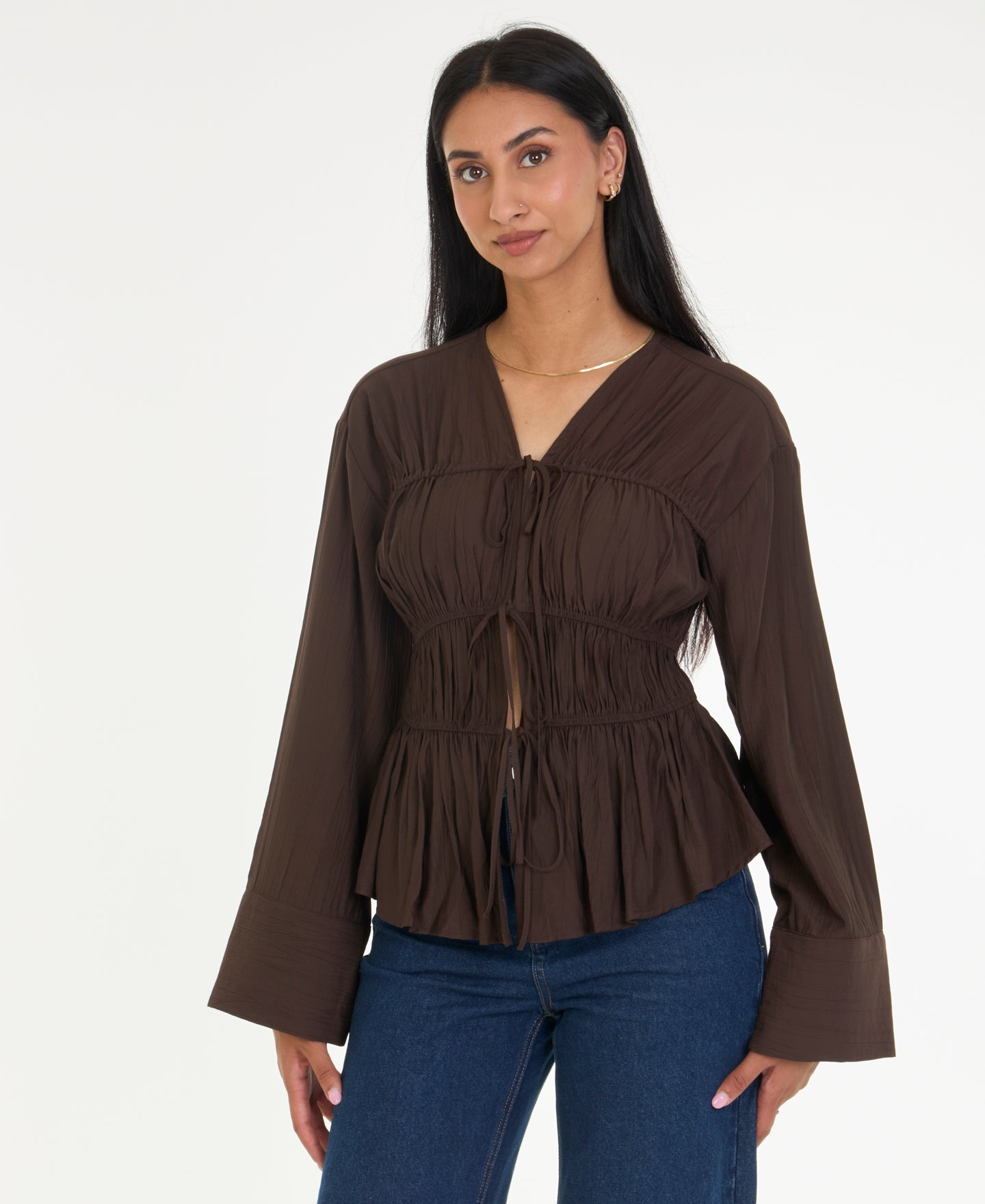 Women's Tie Detail Long Sleeve Top