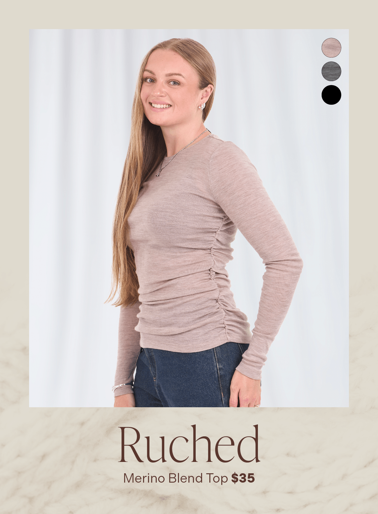 Women's Merino Rouched Side Top