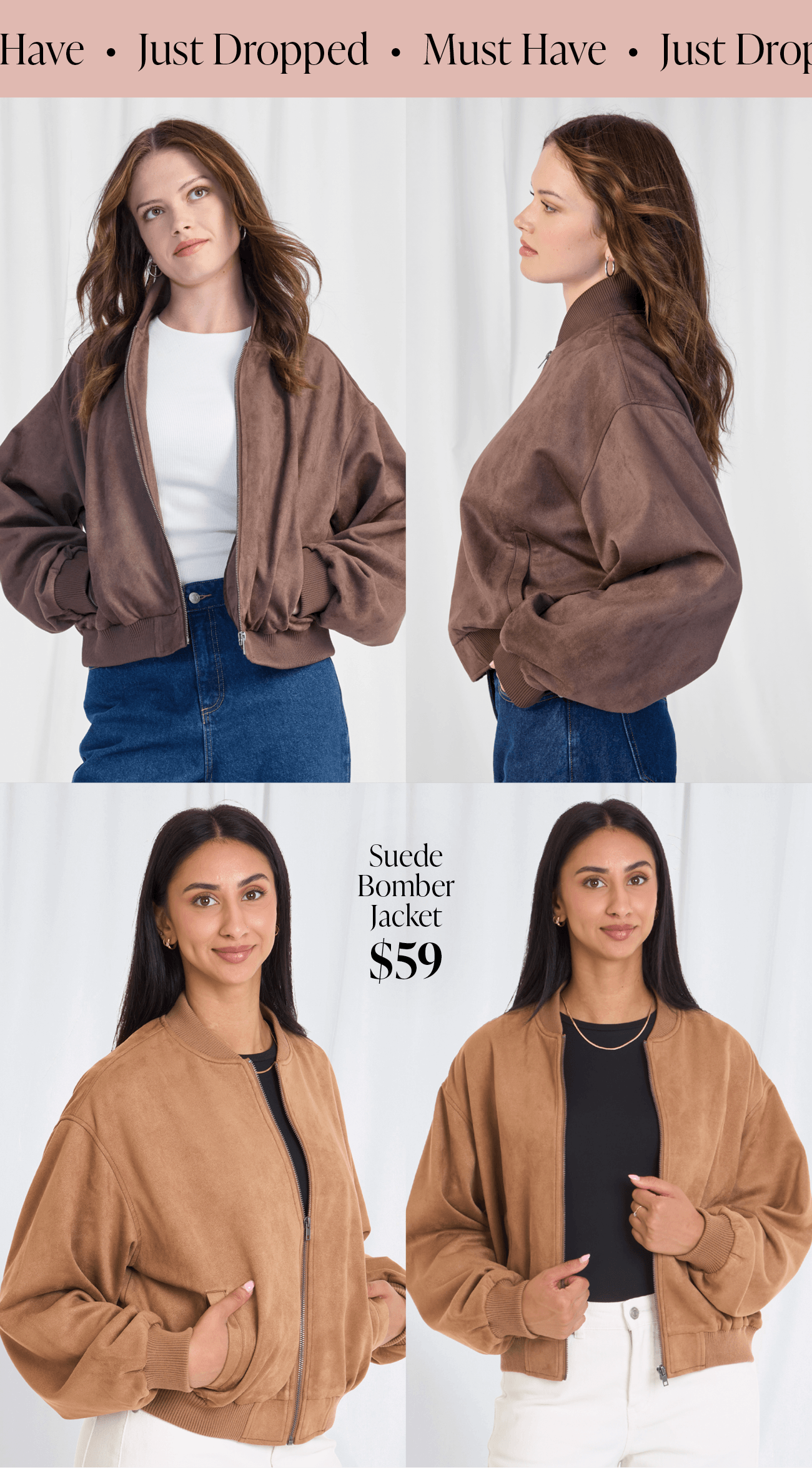 Women's Suedette Bomber Jacket