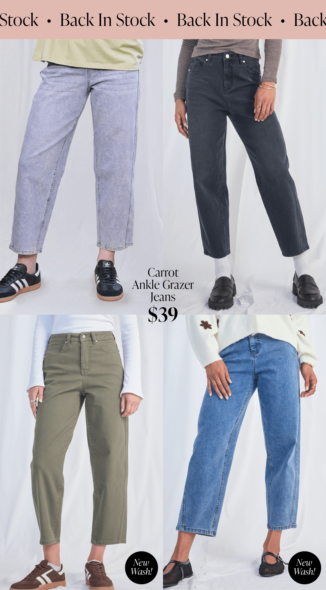 Women's Carrot Leg Ankle Grazer Jeans