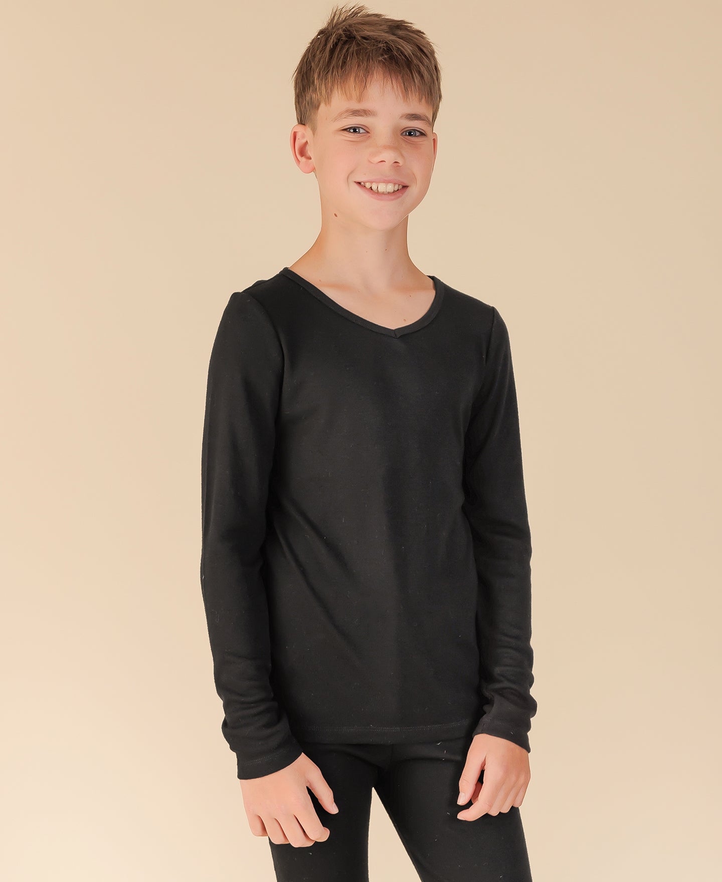 Kids' V Neck School Thermal Long Sleeve Top