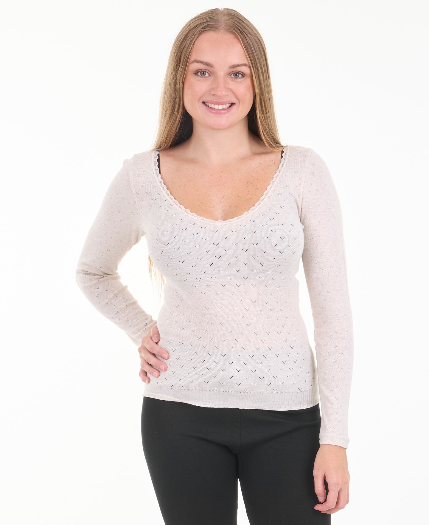 Women's Thermal Pointelle Long Sleeve Top