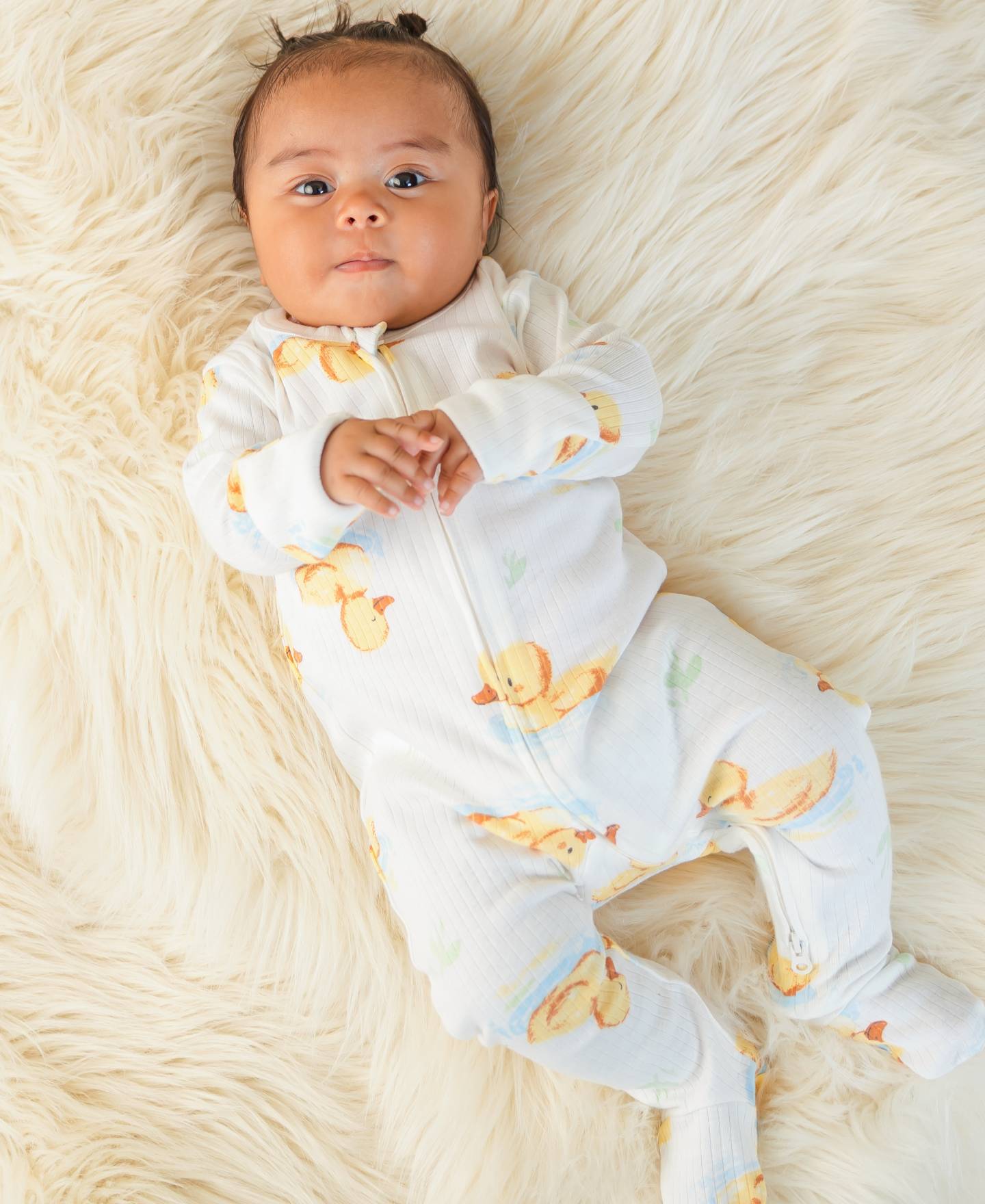 Babies' Organic Cotton Print Rib Growsuit