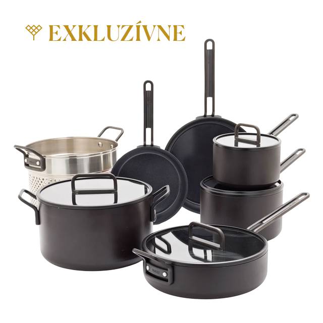 Súprava riadu s nepriľnavým keramickým povrchom, Stanley Tucci, 11 ks, čierna