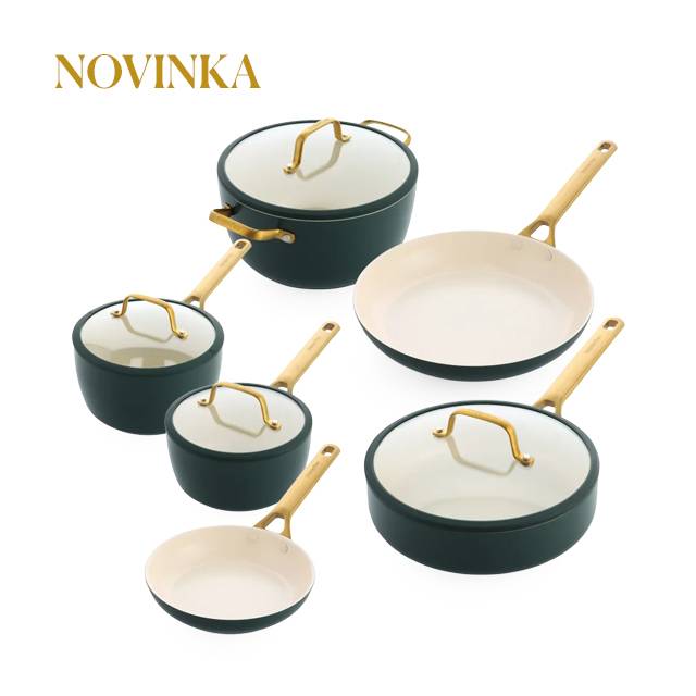 Sada riadu s nepriľnavým keramickým povrchom, Padova Reserve, 10 ks, tmavo zelená