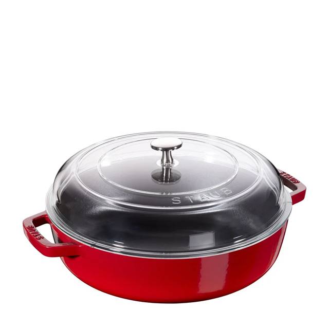 Liatinový kastrol so sklenenou pokrievkou Braiser, 24 cm, višňový