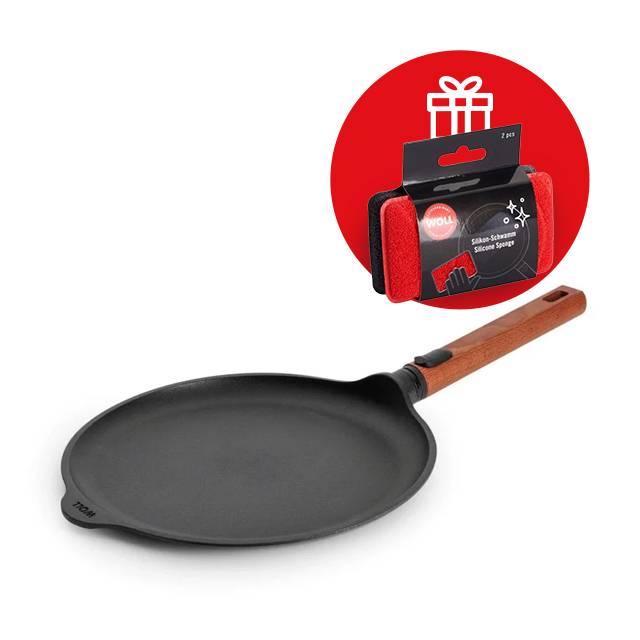 Nepriľnavá panvica na palacinky Eco Logic QXR s drevenou odnímateľnou rukoväťou, Ø 26 cm