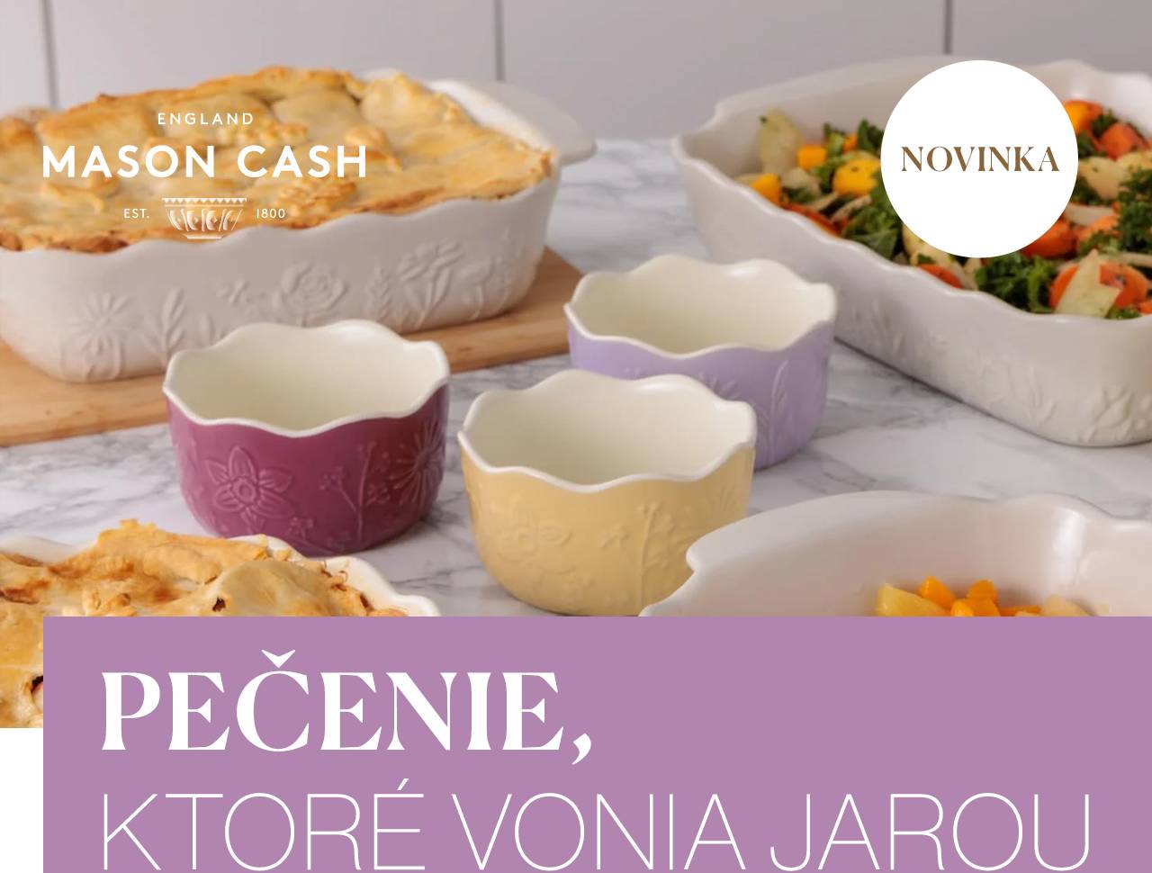 Kolekcia Mason Cash In the Meadow prináša do kuchyne ľahkosť rozkvitnutej lúky. Jemné kvetinové reliéfy a pastelové tóny vytvárajú prostredie, kde sa z každého pečenia stáva malý okamih radosti.