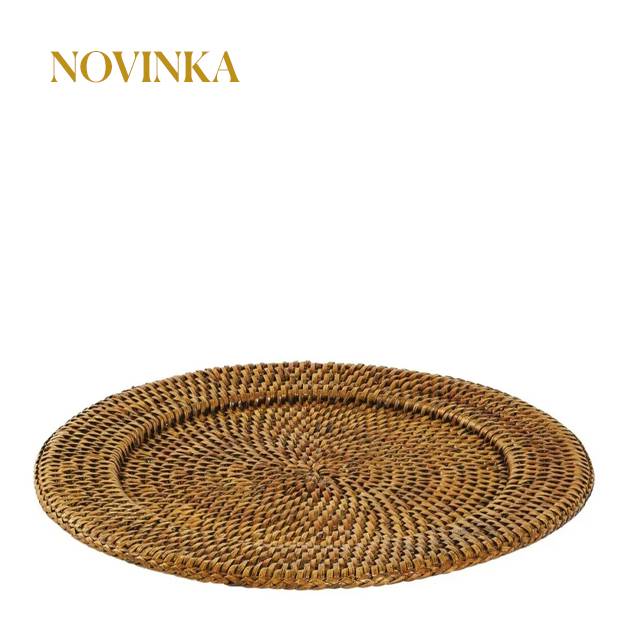 Ratanový okrúhly podkladový tanier Ø 32 cm, kolekcia Radici Rattan, medovo hnedá
