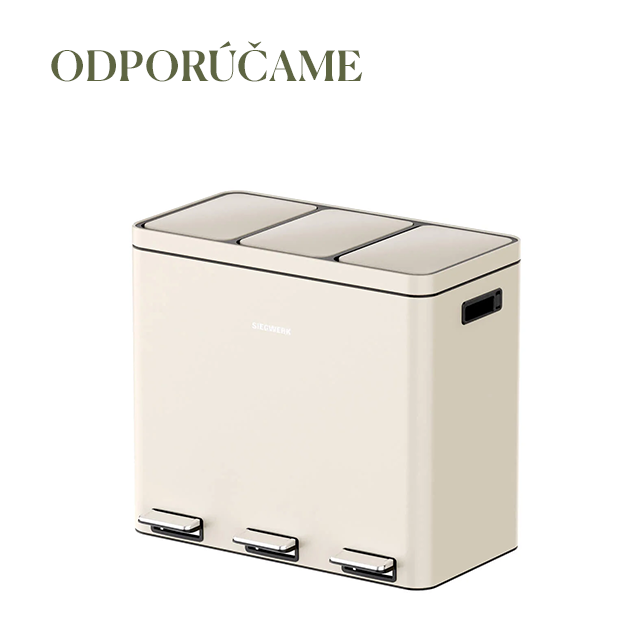 Odpadkový kôš Kolekto, 3 x 18 l, krémová