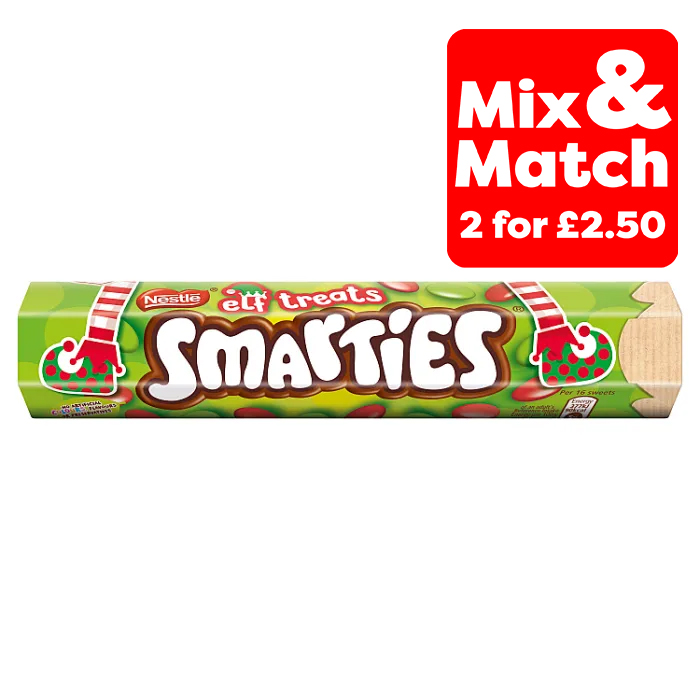 Smarties Elf Treats Milk Chocolate Giant Tube, 120g