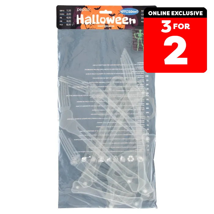 Halloween Glow In Dark Skeleton Decoration 4ft