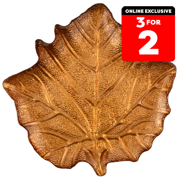 Autumn Leaf Glass Serving Plate - Bronze