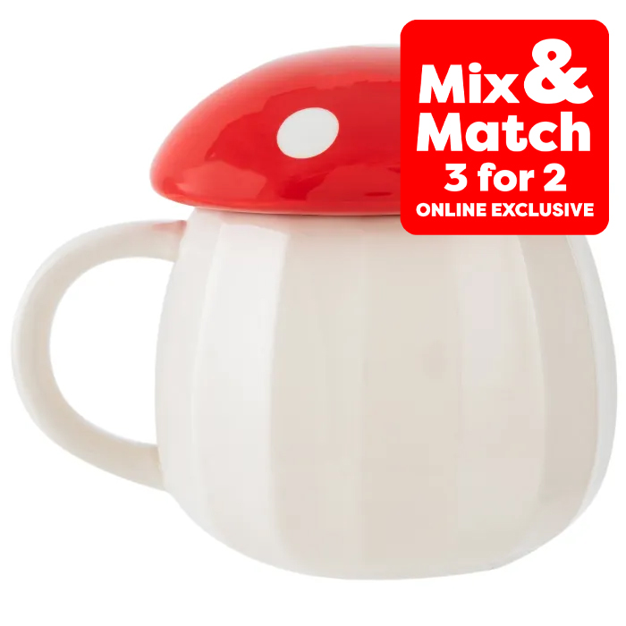 Autumn Ceramic Mushroom Mug, 600ml