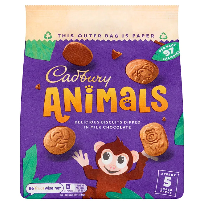 Cadbury Animals Milk Chocolate Mini Biscuits x 5, 99.5g