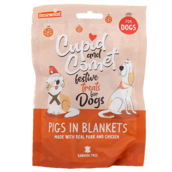 Christmas Cupid and Comet Festive Dog Treats - Pigs in Blankets, 100g