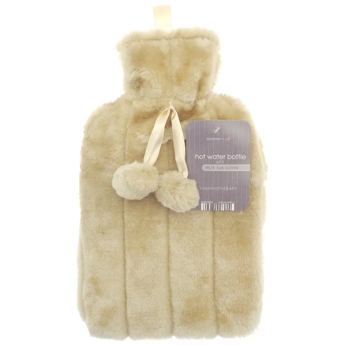 Country Club Faux Fur Hot Water Bottle - Champagne