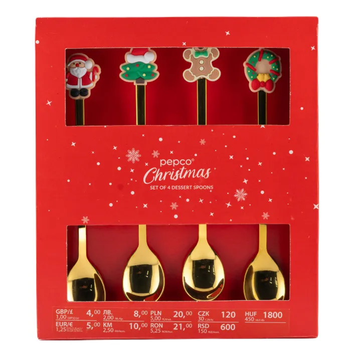 Christmas Gold Dessert Spoons (Pack of 4)