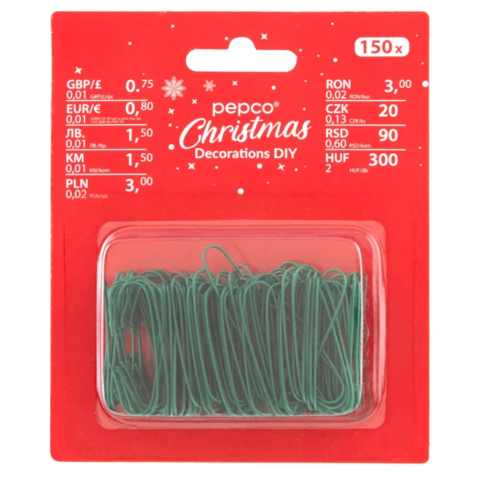 Christmas Bauble Hooks- Green (Pack of 150)