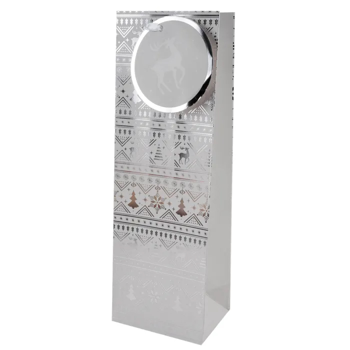 Christmas Bottle Gift Bag - White And Silver