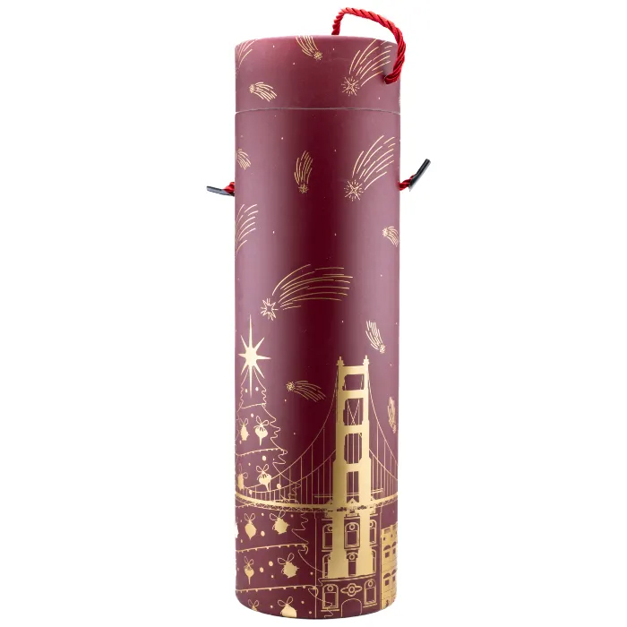 Christmas Gift Tube For Wine - Red & Gold