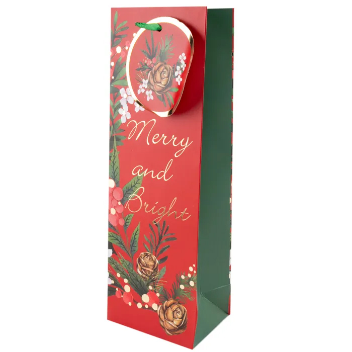 Christmas Bottle Gift Bag - Merry And Bright