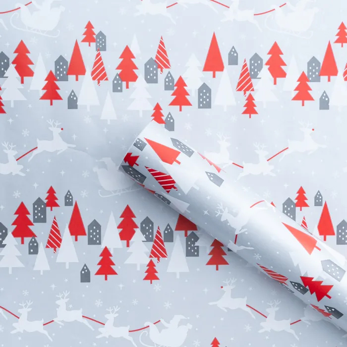 Christmas Gift Wrap - Silver & Red, 4m