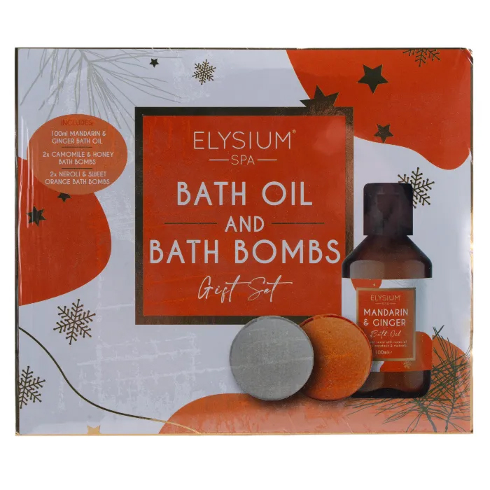 Elysium Bath Oil & Bomb Manderine & Ginger Gift Set