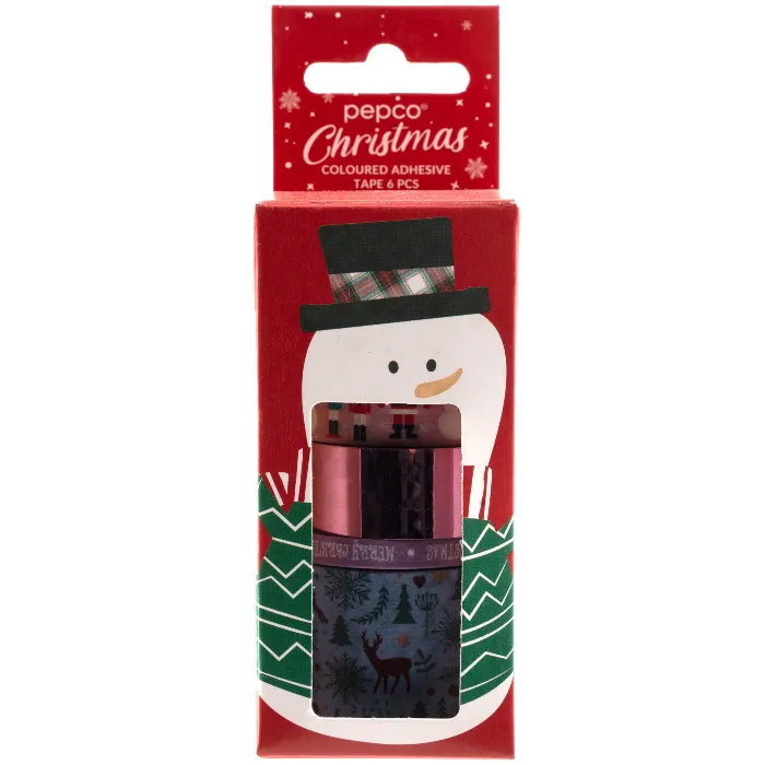 Christmas Coloured Adhesive Tapes - Snowman (Pack of 6)