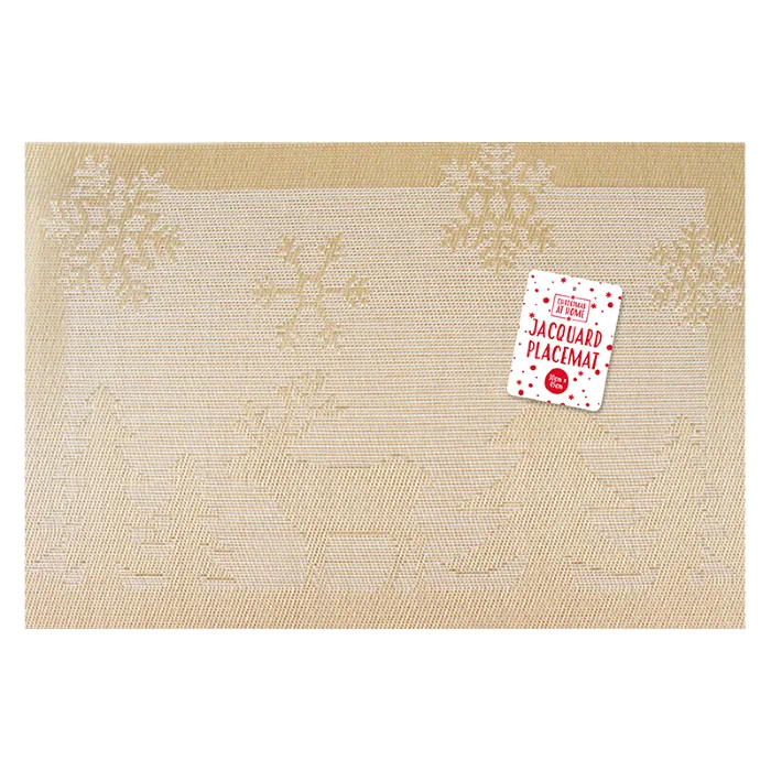 Christmas Jacquard Placemat- Reindeer, Gold