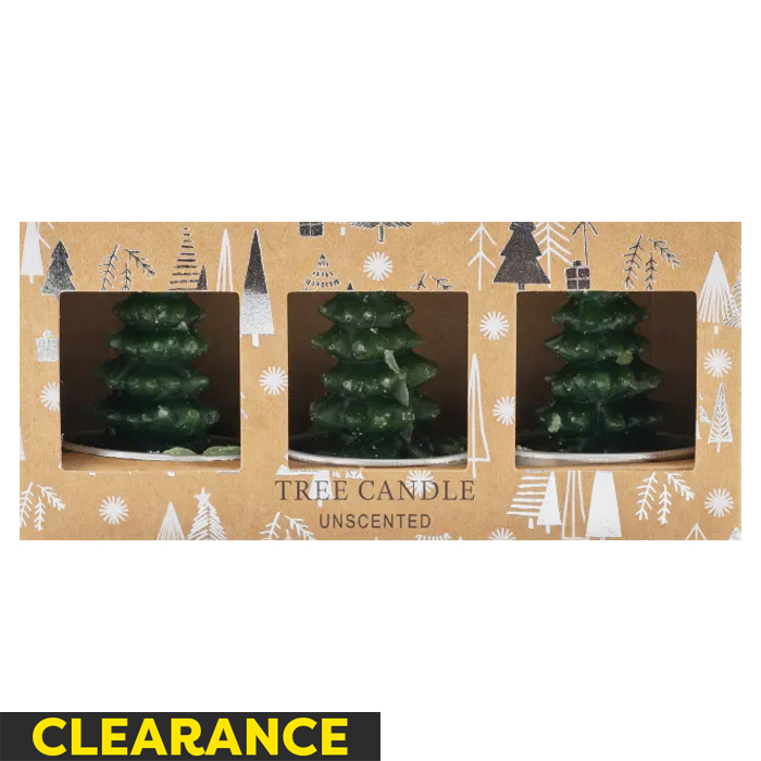 Christmas Tree Shaped Candles - Green (Pack of 3)