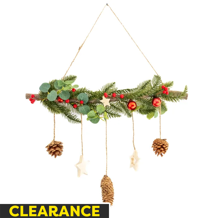 Christmas Horizontal Hanging Reed Decoration - Red