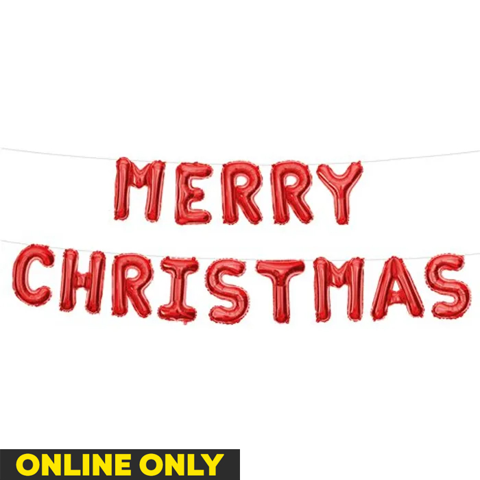 Merry Christmas Balloon Banner in Red