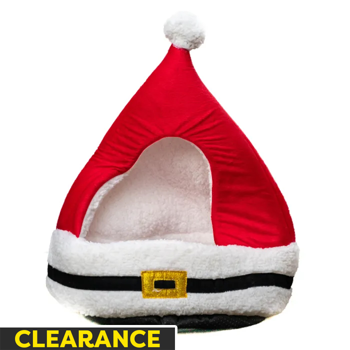 Christmas Santa Hat Plush Cat Bed, 55cm