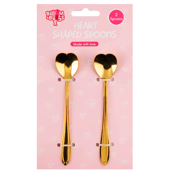 Valentines Heart Shaped Gold Teaspoons (Pack of 2)