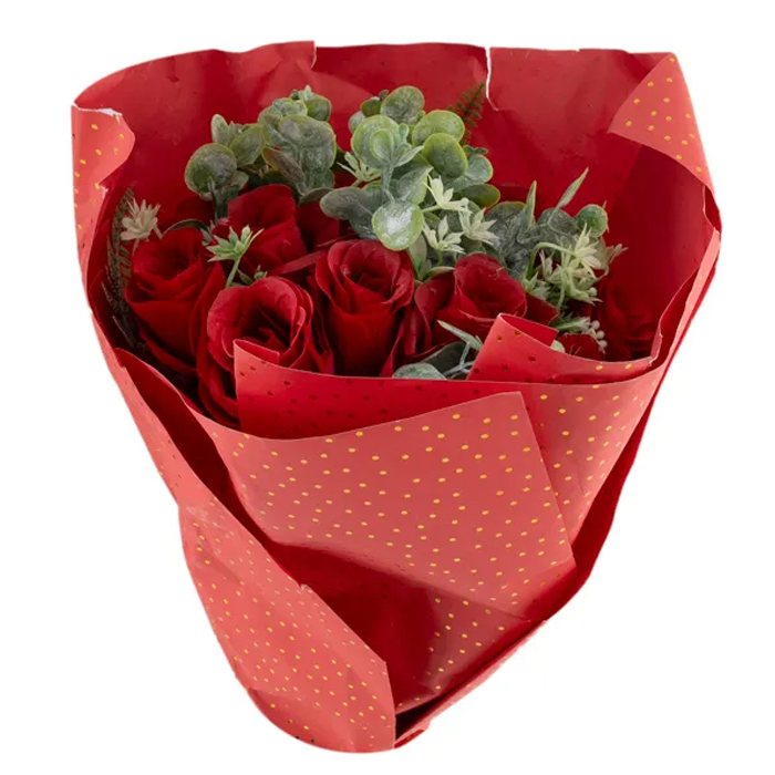 Valentines Artificial Wrapped Rose Bouquet