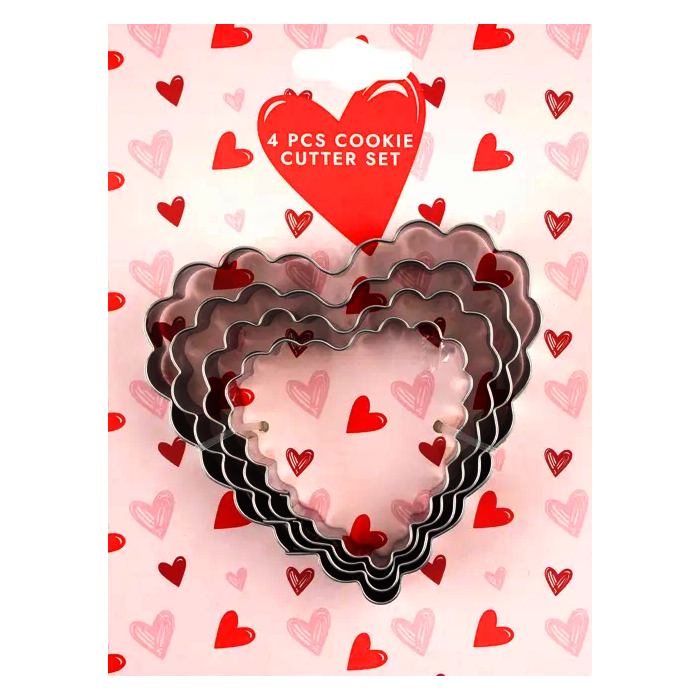 Valentines Heart Shaped Cookie Cutter Set (Pack of 4)