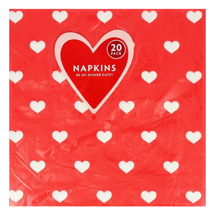 Valentines Day Napkins - Red (Pack of 20)