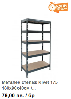 Метален стелаж Rivet 175 180x90x40см / до 175кг на рафт