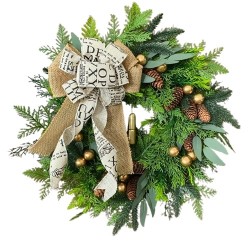 Коледен венец с панделка H2-21 / 45х45х8см