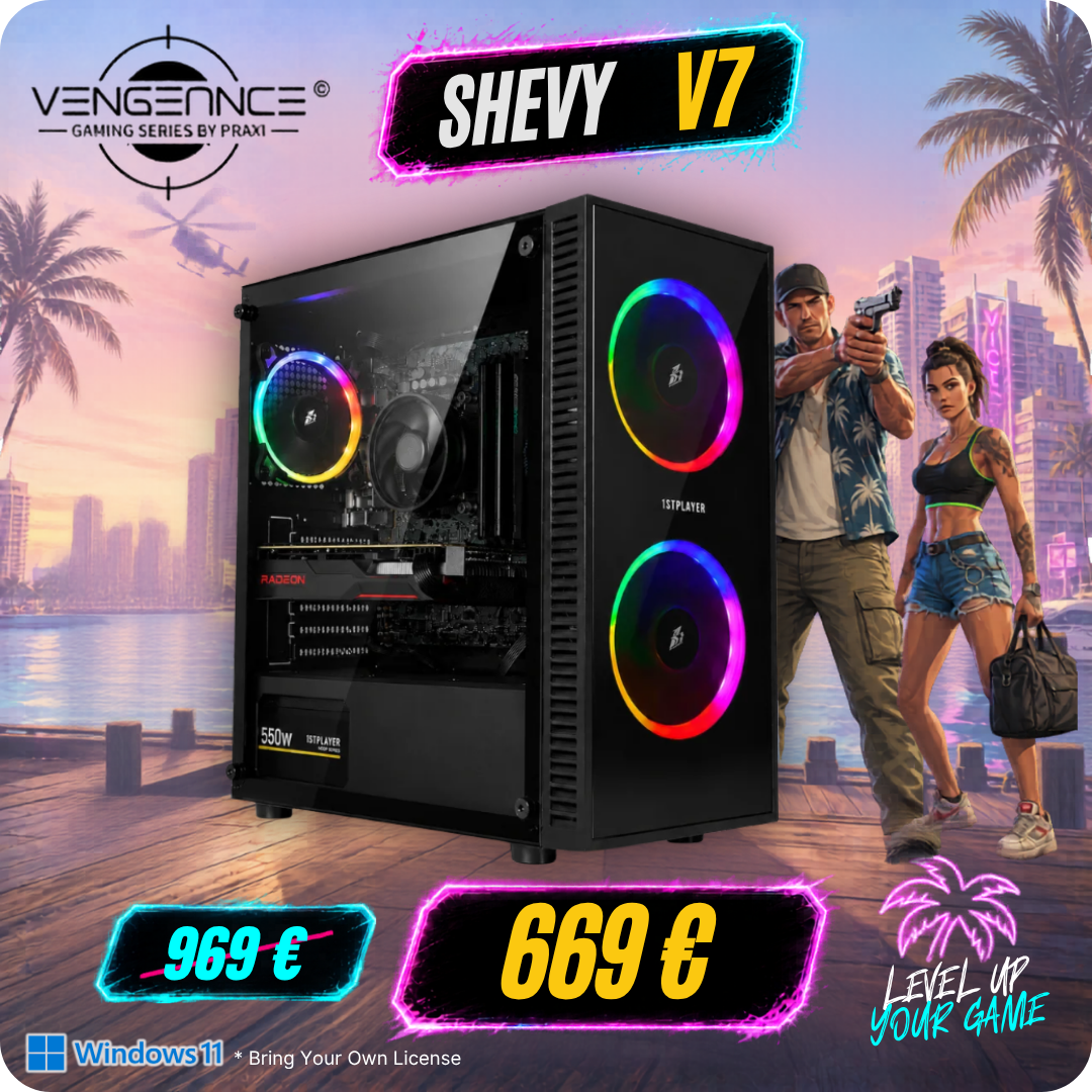 Vengeance Gamer’s Choice Shevy-V7 Ryzen 7-5700/ 16GB/ 512GB SSD / RTX 3050 6GB/ No Os Gaming PC
