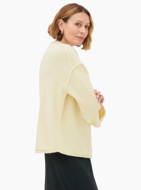 Model wearing Yellow Crew Neck Bouclé Jumper