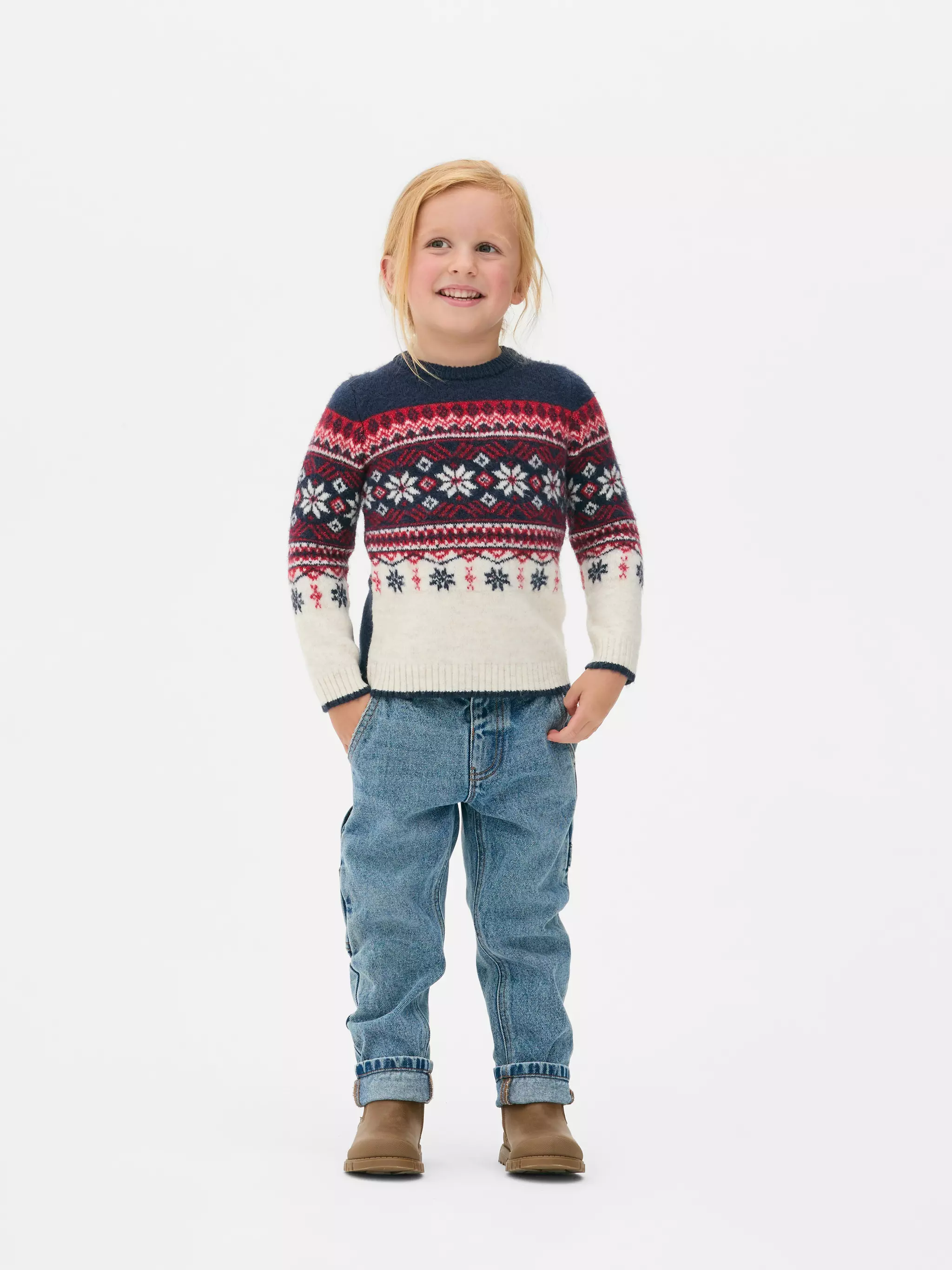 Model wearing Kids’ Fair Isle Matching Family Jumper