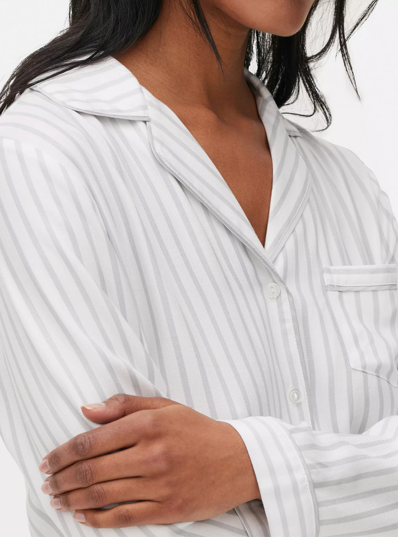 Grey Striped Boyfriend Long Pyjamas