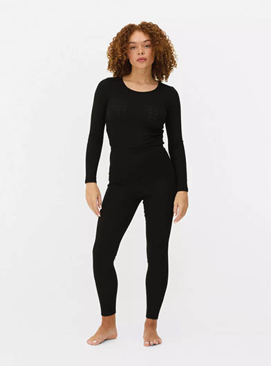 Black Pointelle Thermal Leggings