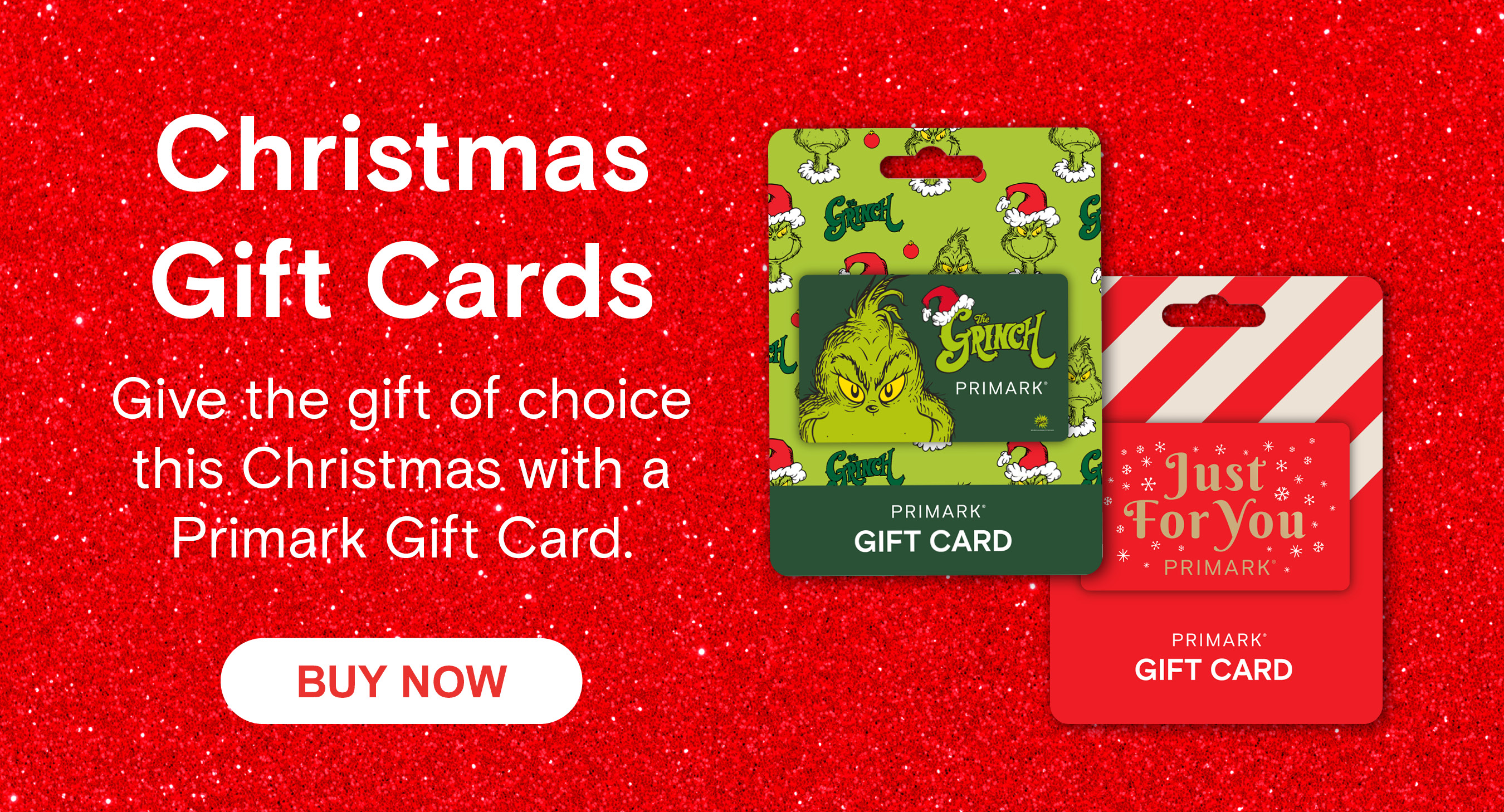 An image of two Christmas designed Primark gift cards