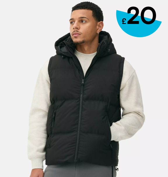 Man wearing Hooded Puffer Gilet