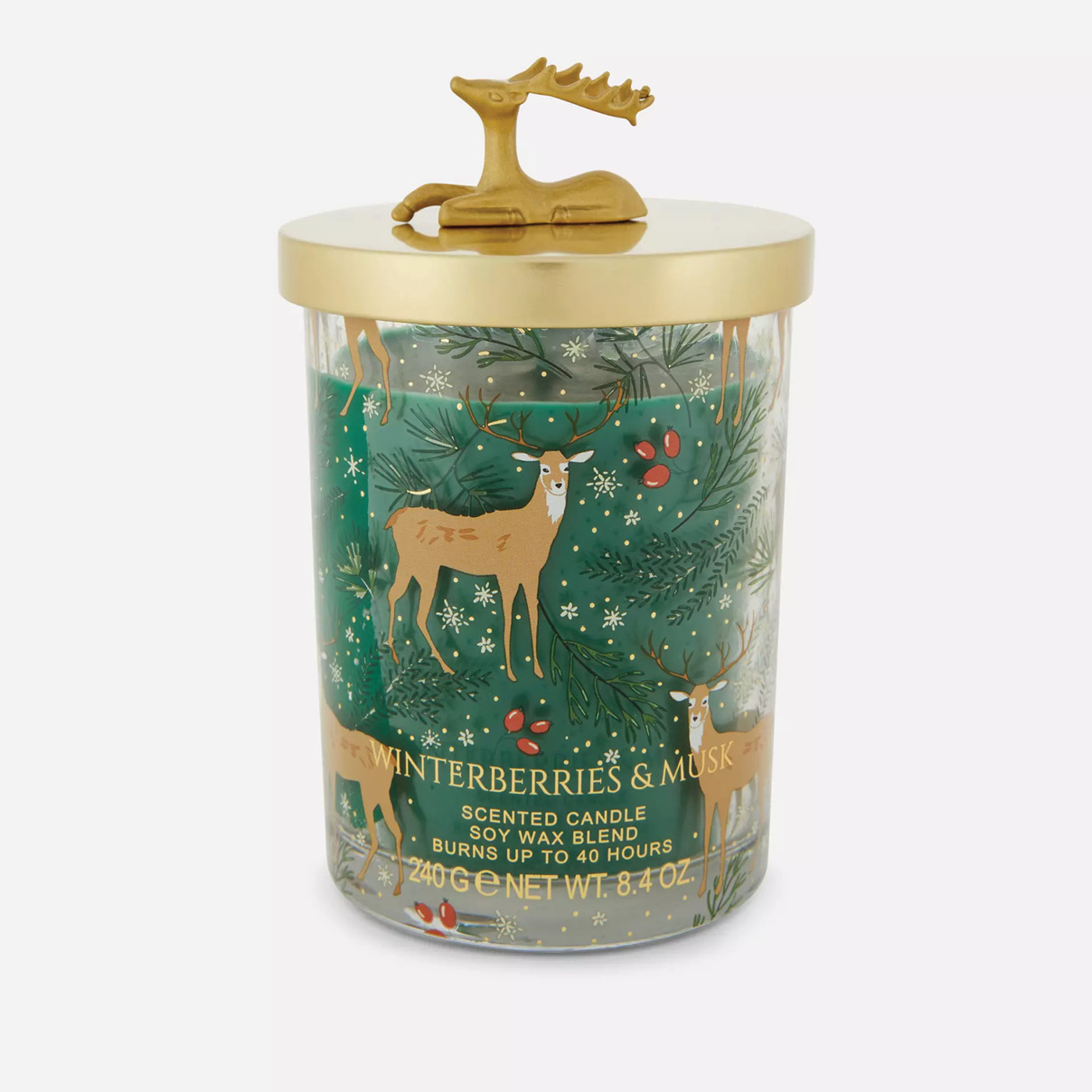 Green Scented Candle in Festive Lidded Jar