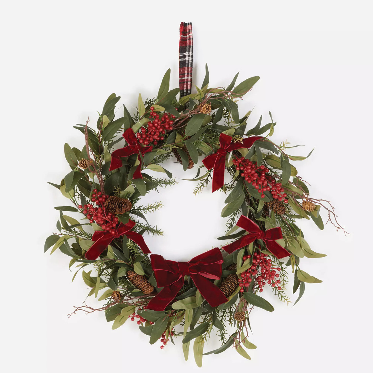 Faux Foliage and Berry LED Wreath