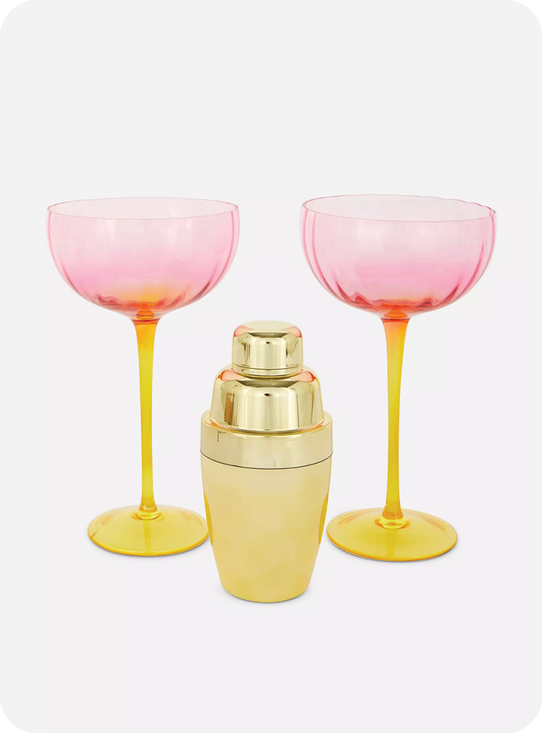 Cocktail Glass and Shaker Gift Set